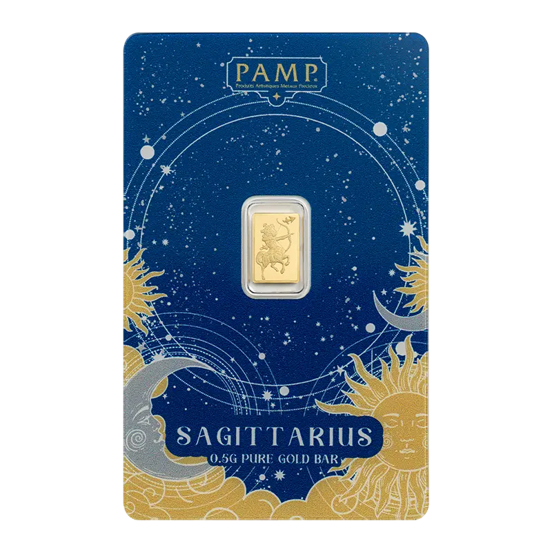 Buy 1/2 gram PAMP Zodiac Sagittarius Gold Bar (2026) | Price in